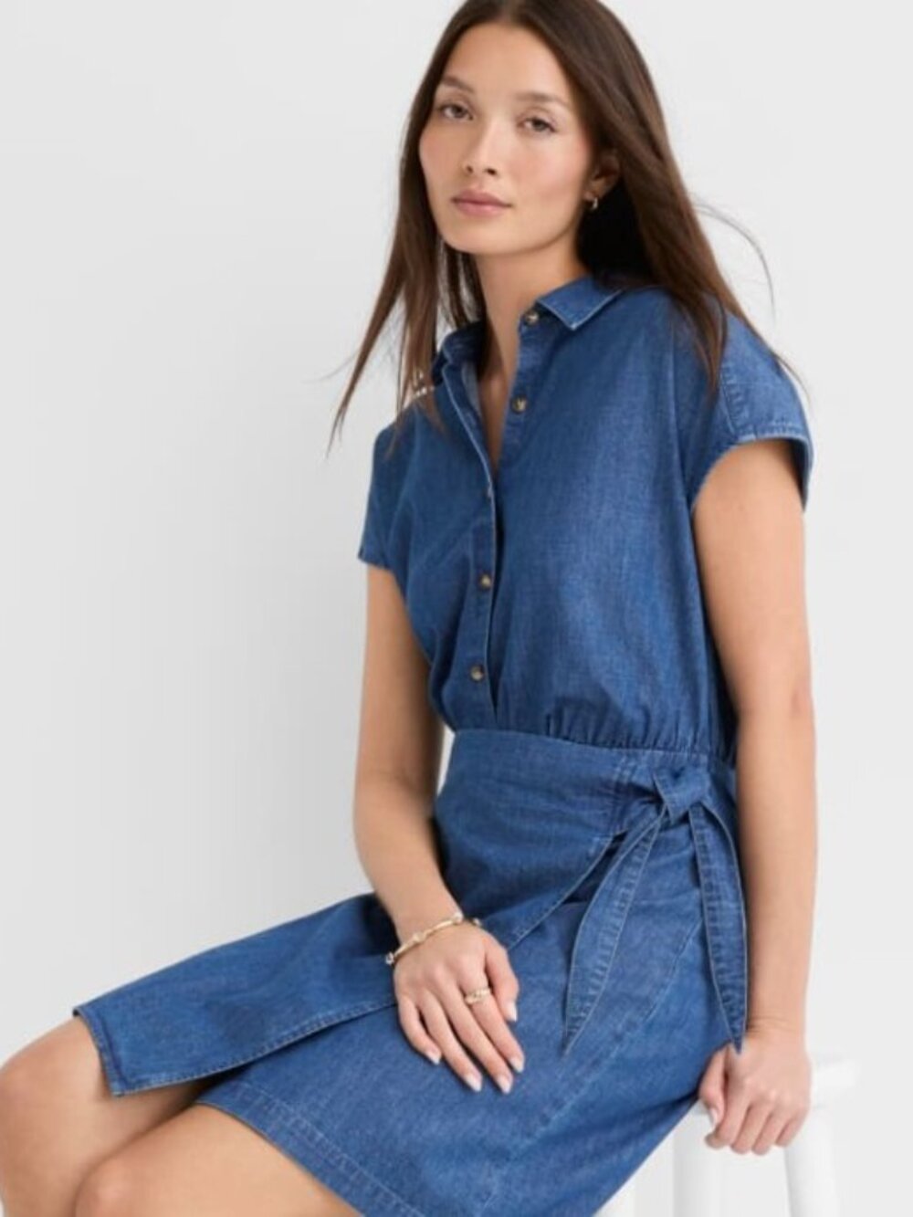 LOFT chambray wrap mini dress